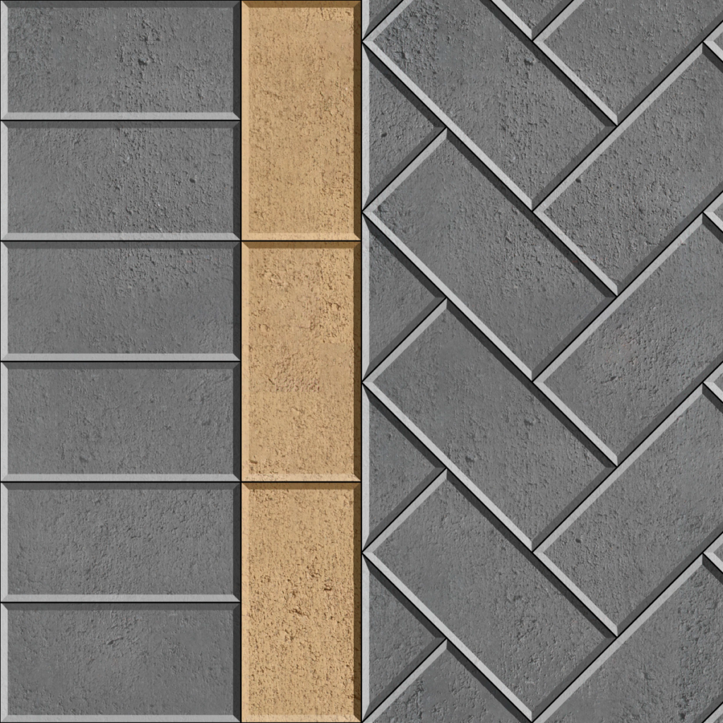Paving Pattern | 45 Herringbone with Contrasting Stretcher Inlay and Header